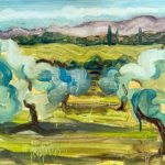 Olive grove in Tuscany, painting by Lizzy May, 2022