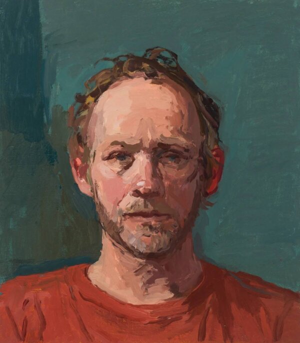 JAMES, 2023 by LAURA SMITH B. 1980. Oil on linen 16 x 14 in. / 40.6 x 35.6 cm.