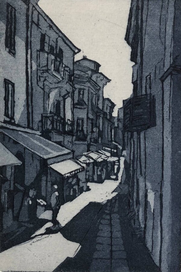 Rue Paul Bert, etching by Celia Normand